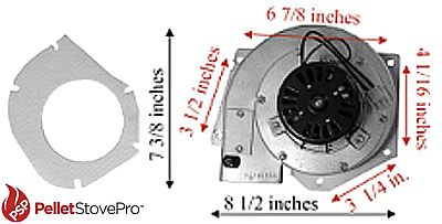 Aladdin Pellet Stove Exhaust Motor Blower w/ Housing & Gasket  101115 G